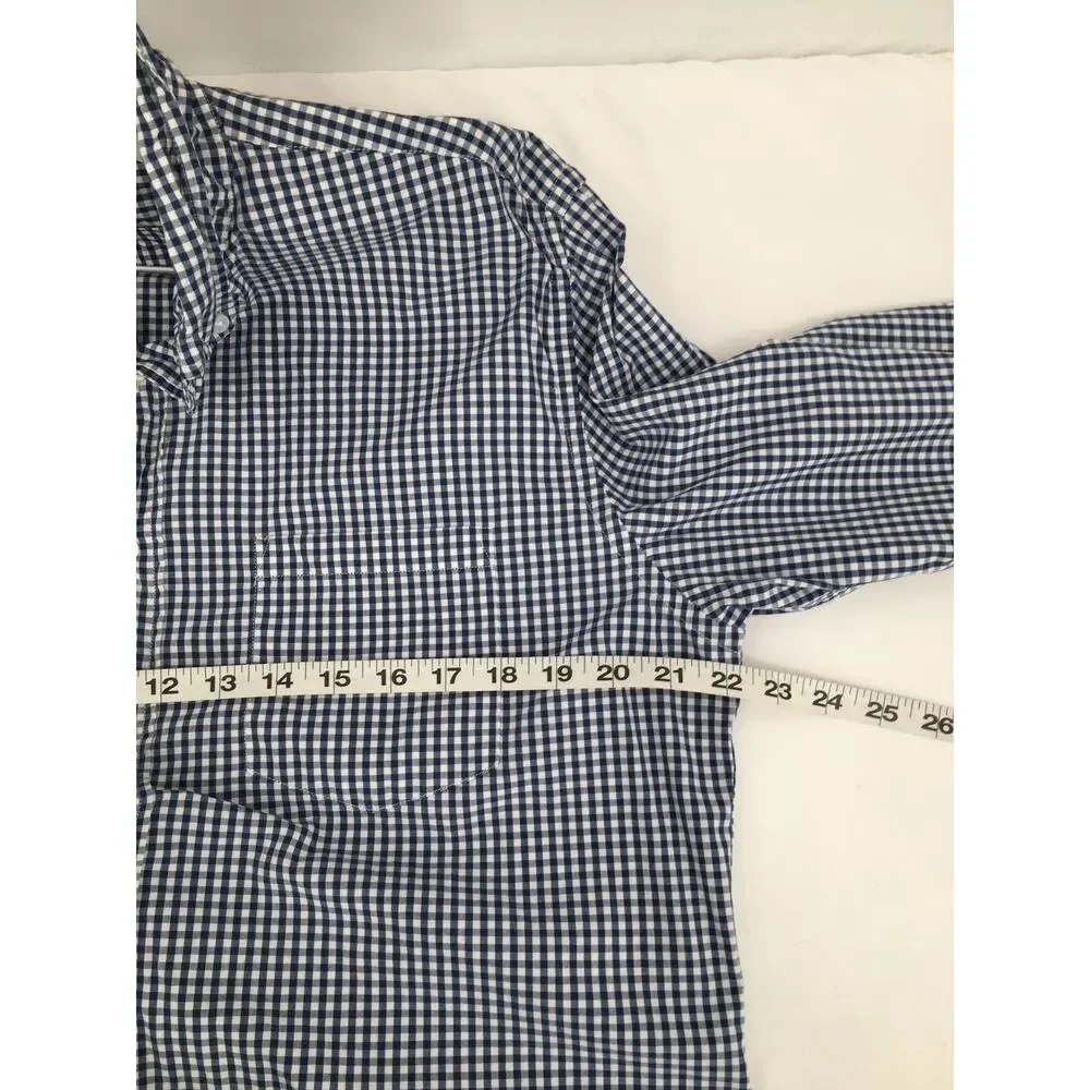 J. Crew Check Pattern Button Front Long Sleeve Shirt Blue Size Large Tall